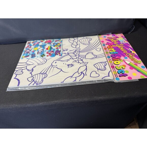 Vintage Lisa Frank Color Your Own Folder W/ Stickers NEW Portfolio Unicorn Bears